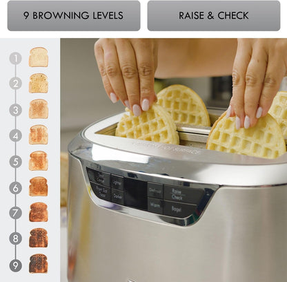Kenmore Elite Toaster 4-Slice -Wide Slot Countertop Stainless Steel Auto Lift Toasters, Grill or Toast Bread Bagel & Buns, Commercial Easy Tray Clean Function with Compact Pop up Tostadora De Pan5
