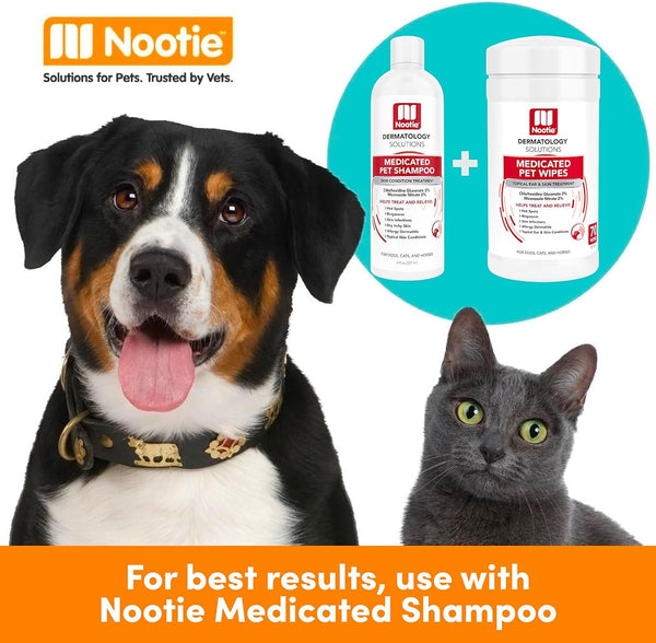 Nootie Medicated Dog Wipes, 2% Chlorhexidine and 2% Miconazole Formulated Pet Wipes for Dogs and Cats - 5"X 6" Size XL Wipes - 70 Count - Sold in over 10,000 Vet Clinics and Pet Stores Worldwide5