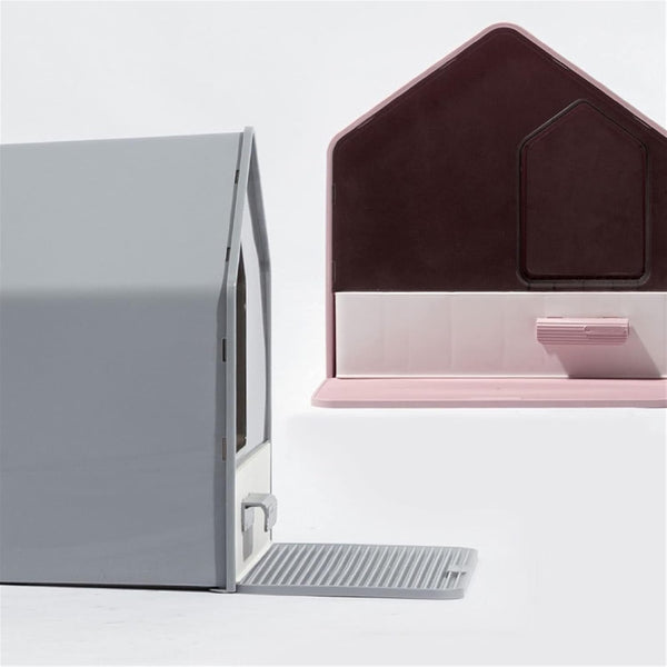 Dog Potty Training Toilet ﻿ Cat Litter Tray Fully Enclosed Drawer Type Oversized Villa Toilet Deodorant Sandbox Splash Proof Box Pink Green and Black(B)4