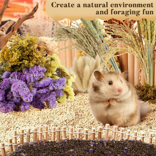 Sukh 60PCS Hamster Sprays - Natural Flower Herb Bedding & Habitat Decor | Natural Grain and Herb Sprays for Syrian & Dwarf Hamsters, Gerbils, Rabbits and Small Pets, for Foraging and Cage Enrichment4