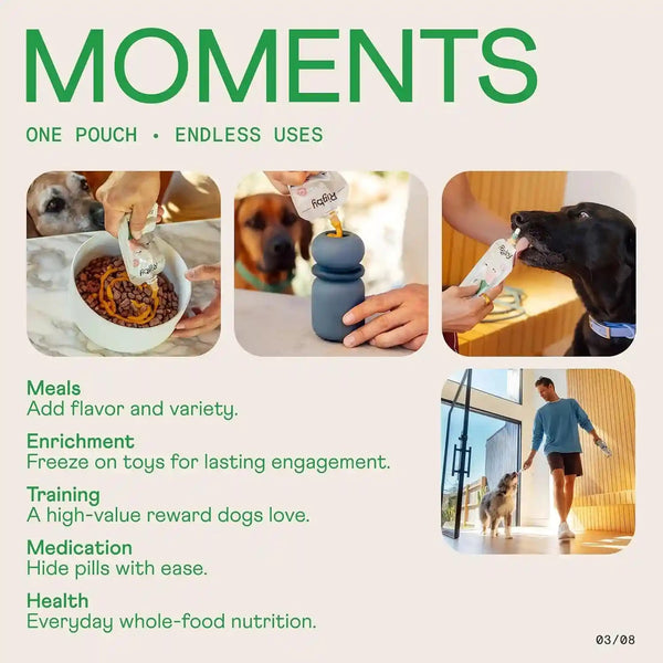 Rigby Organic Grass-Fed Beef Dog Treat Squeeze Pouches — One Pouch Every Day for Meal Topping, Training, Pill Pockets, Lick Mats & Enrichment — Low-Calorie Real Food for Muscle & Recovery Support2