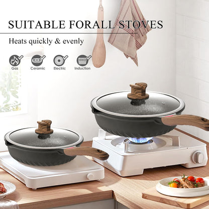 12PCS Nonstick Deep Frying Pan with Lid Cookware Set |  12-Piece Nonstick Cookware Set Utensils & Pot Protectors. Stay-Cool Handles, PFAS & Pfoa-Free.4