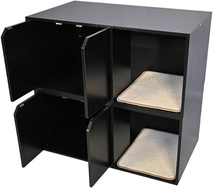 35.83" Black Cat Litter Box Enclosure Hidden Furniture with Scratching Pad, Modern Indoor Cat House2
