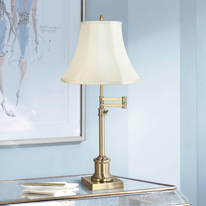 Pre-Assembled Ginna Creme Flared Large Bell Lamp Shade 7X14X11 (Spider) | 7" Top X 14" Bottom X 10.5" High X 11" Slant Replacement for Table Lamps Harp + Finial6