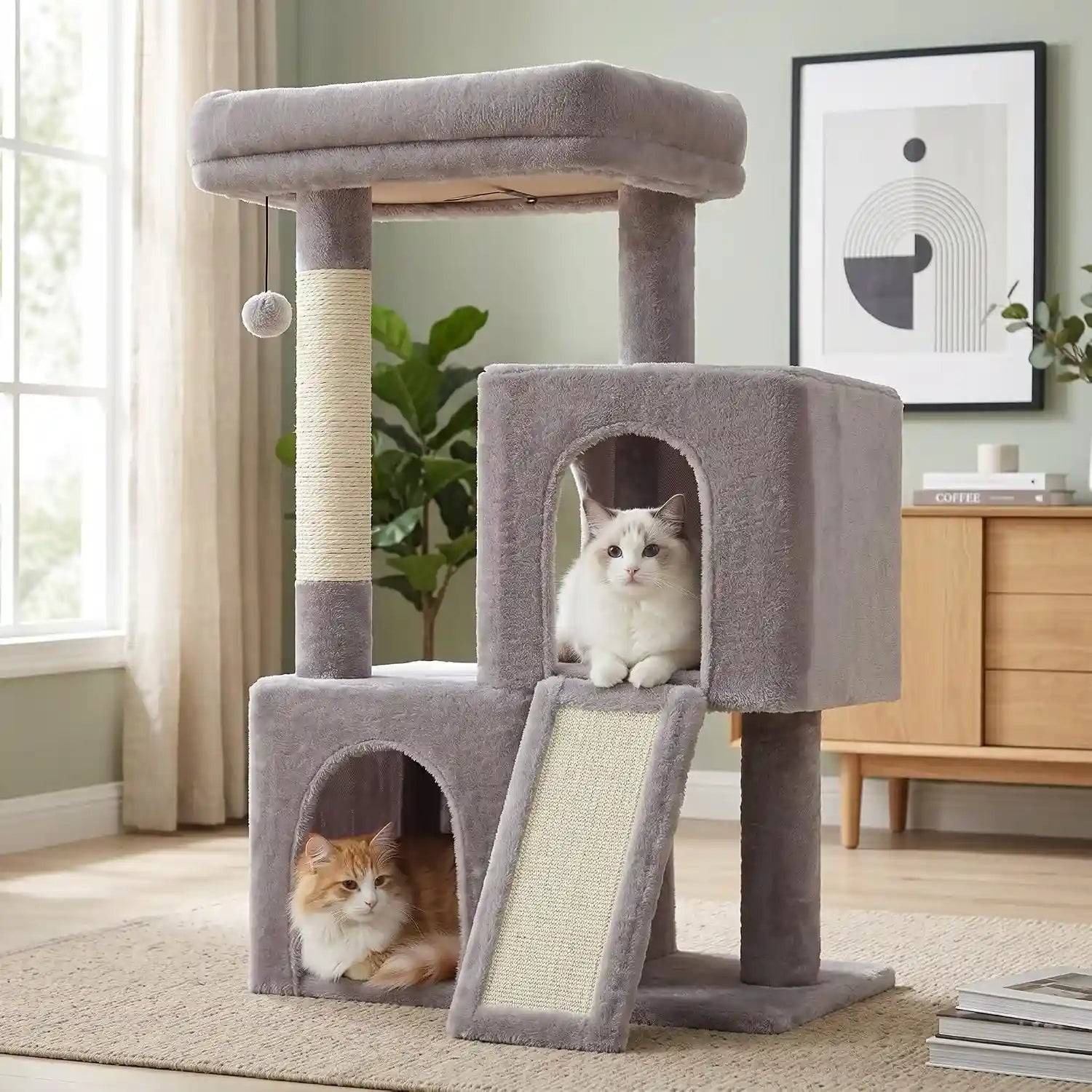 pawz-road-30-cat-tower-small-cat-tree-with-2-condos-for-indoor-cats-cat-trees-for-small-cats-cat-houses-with-scratching-ramp-and-posts-dual-condos-top-perch-for-multi-cat