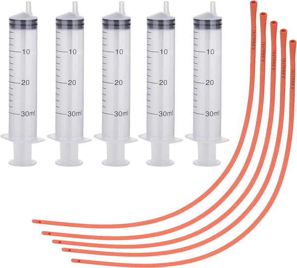 5 Set Puppy Kitten Feeding Tube Kit Include 5 Pack 8 FR Red Rubber Puppy Feeding Tube and 5 Clear Kitten Syringe for Lamb,Goat,Sheep,Puppy,Kitten Whelping Feeding Watering (20ML)3