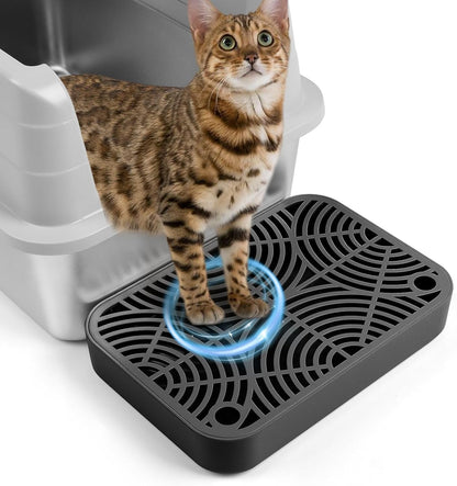 Cat Litter Box Ramp, Litter Box Step Mat with Filter Function Cat Stair for Litter Box, Easy to Clean, 11.8''X 8.2''X 2'' Cats Pedal Step Stool Ideal for Kitten & Elderly Cats (Light Grey)17