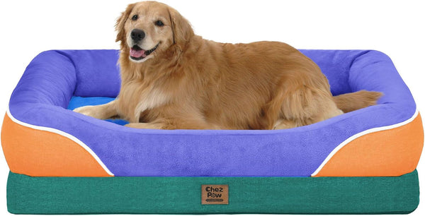 Chez Paw Waterproof Orthopedic XL Dog Bed for Large and Extra Large Dogs | Egg Crate Foam, 4-Sided Bolster Support, Waterproof Liner, Non-Slip Bottom, Machine Washable Cover, 42 X 30 Inch48
