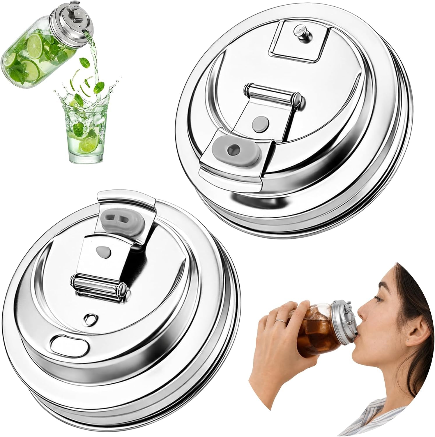 2-pack-reusable-mason-jar-drinking-coffee-lids-wide-mouth-sus-304-stainless-steel-mason-jar-lids-pour-spout-metal-leak-proof-flip-caps-iced-smoothies-cold-brew-dishwasher