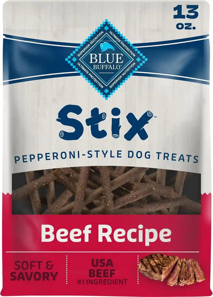 Blue Buffalo Beef Stix Pepperoni-Style Dog Treats, Soft & Meaty Dog Snacks Made in the USA with Real Beef & Natural Ingredients and Enhanced with Vitamins, Minerals, & Other Nutrients, 13 Oz.1