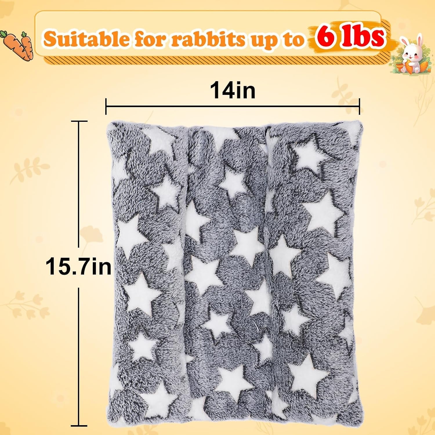 mewtogo-15-7-x-14-bunny-bed-for-rabbit-cage-thickened-soft-prevent-sore-hocks-plush-mat-with-cotton-lounger-pillows-small-animal-flop-mat-for-hutch-sleeping-indoor-gray-star