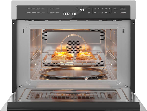 24 Inch Built-In Oven and Microwave Combination with Broil and Convection Heating, Soft Close Door, 1000 Watt Power with NEMA 5-20P Plug, Stainless Steel Finish, Touch Control LCD Display10