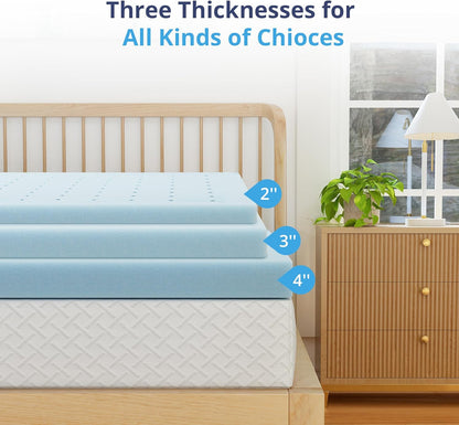 EGOHOME 2 Inch Queen Memory Foam Mattress Topper- Cooling Gel Infused | Pressure Relieving Pad in a Box, Dorm Room Essentials, Certipur Certified, Blue5