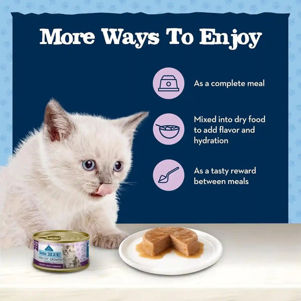 Blue Buffalo Baby Blue Natural Kitten Wet Cat Food, Healthy Growth Formula with DHA, Chicken Recipe Multi-Pack, 3-Oz. Cans (6 Count)6