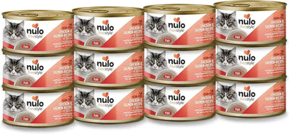 Nulo Freestyle Cat & Kitten Wet Pate Canned Cat Food,Premium All Natural Grain-Free, with 5 High Animal-Based Proteins and Vitamins to Support a Healthy Immune System and Lifestyle 2.8 Oz (Pack of 12)12