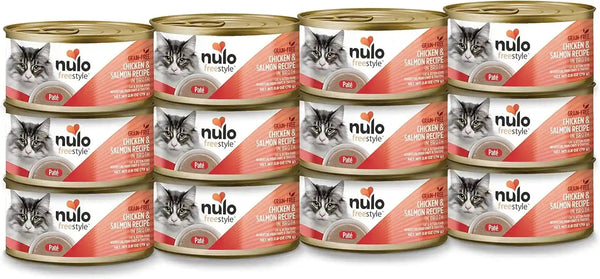 Nulo Freestyle Cat & Kitten Wet Pate Canned Cat Food,Premium All Natural Grain-Free, with 5 High Animal-Based Proteins and Vitamins to Support a Healthy Immune System and Lifestyle 2.8 Oz (Pack of 12)12