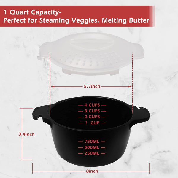 Professional Small Micro Cookware 1 Quart, Microwave Steamer for Vegetables, Microwave Cooker - BPA Free, Dishwasher Safe2