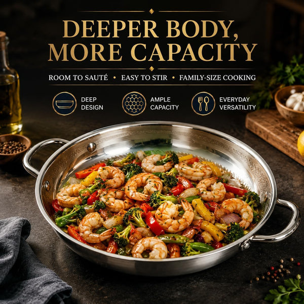 Titanium Hammered Pan, Upgrade Double Handle No Coating Non-Stick Titanium Cookware, Ultra-Durable, Scratch-Resistant, Even Heating Frying Pans, Compatible with All Cooktops,11.02In/Lid3