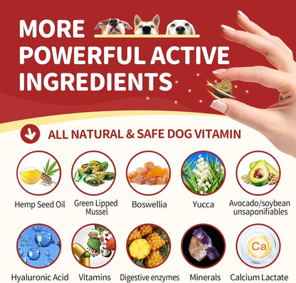 NATURE TARGET Glucosamine for Dogs, 120 Soft Chews, Chicken Flavor | Joint Supplement with Chondroitin, MSM, Omega-3,Hemp for Pain Relief, Hip & Joint Chews for Dogs with Calcium for Bone Health4