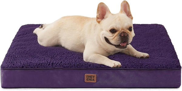 EHEYCIGA Orthopedic Dog Bed Large with Removable Washable Cover,Grey,41X27 | Egg Crate Foam Support,Durable Oxford Fabric,Non-Slip Bottom,Machine Washable,Soft Waterproof Plush Pet Bed Mat for Crate66
