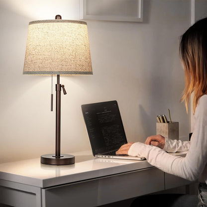Table Lamps Set of 2, 22" to 30"Adjustable Height Bedside Lamps for Living Room 3 Color Temperatures Tall Nightstand Lamps Modern Brown Table Lamp for Bedroom Office End Table (Bulbs Included)5