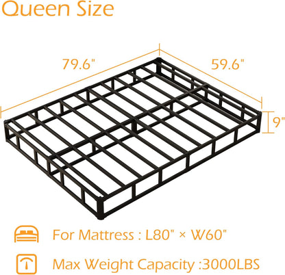 9 Inch Box Spring for Queen Bed, Bed Base with Fabric Cover | Heavy Duty Metal, High Bearing Capacity, Mattress Foundation, Easy Assembly, Noise Free2