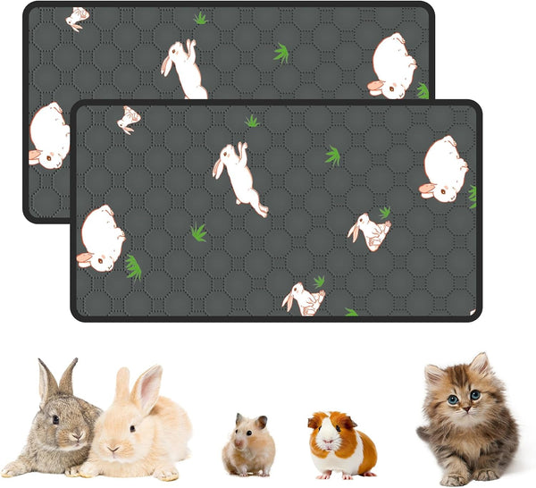 2-Pack Guinea Pig Cage Liner, 24" X 47" Reusable Guinea Pig Bedding Washable Absorbent Pee Pads for Dogs Rabbit Chinchilla Hamster, Leakproof & anti Slip19