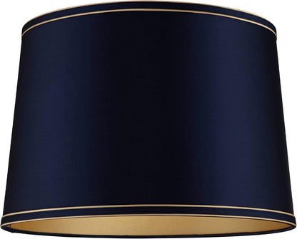 Pre-Assembled Sydnee Large Navy Blue with Gold Trim Shade 14X16X11 (Spider) | 14" Top X 16" Bottom X 11" High Replacement for Table Lamps Drum Harp + Finial3