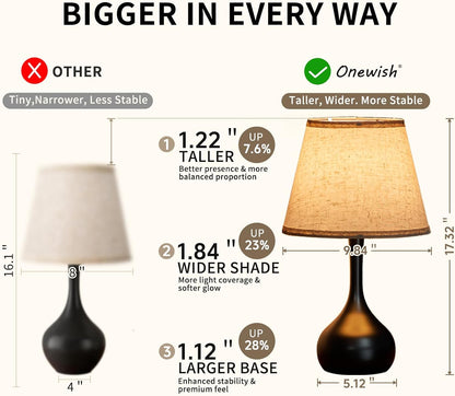 Touch Bedside Lamp, Farmhouse 3-Way Dimmable Table Lamps for Nightstand with Fabric Shade, 17.32'' Desk Lamp for Reading, Bedroom, Livingroom, Office6