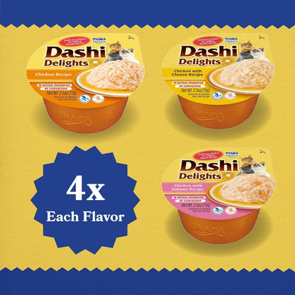 INABA Dashi Delights Lickable Cat Treats, Chicken Variety, 12Ct | Immune Support, Antioxidant Support, 88% Moisture, Shredded Chicken, Dashi Broth Side Dish, Grain-Free, 12 X 2.5 Oz Cups6