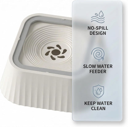No Spill Dog Water Bowl, 45Oz Slow Water Feeder with Floating Disk & Safety Foam, Anti-Splash Pet Water Dispenser, Mess-Free Elevated Design, Durable PP Material for Home, Car & Travel3