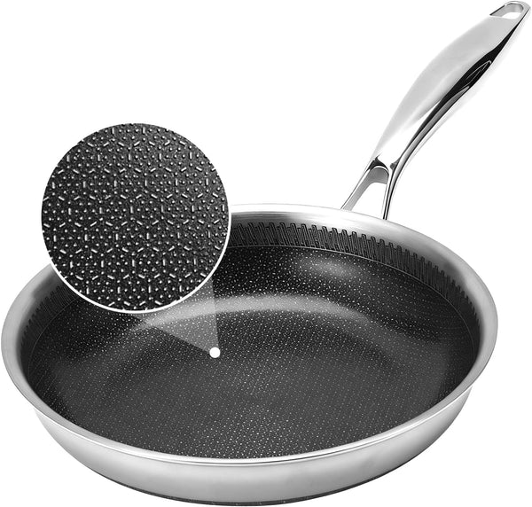 8Inch Tri-Ply Stainless Steel Hybrid Frying Pan,Ceramic Nonstick Skillet, Induction & Oven Safe,Pfas/Pfoa Free Professional Clad Cookware1