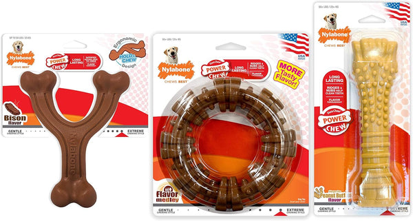 Nylabone Power Chew Customer Favorites Dog Chew Toys, 3 Count, Large | Flavor Medley, Peanut Butter, and Beef Flavor, Durable Dog Toys for Aggressive Chewers, for Large Breeds up to 50 Lbs10