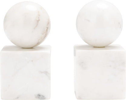 Creative Co-Op 2-Piece Marble Geometric Bookends, White5