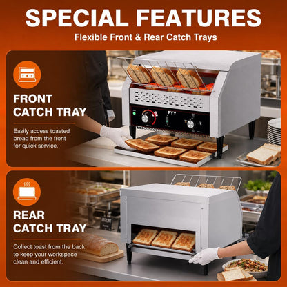 Commercial Conveyor Toaster 450Pcs/H - Commercial Toaster for Toast, Bun, Bagel, Bread, Heavy Duty Stainless Steel Toaster Oven for Restaurant, Bakery, Buffet Use6