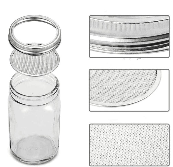 Sprouting Jar Lid (32Oz Glass Jars) with 4 Pack Stainless Steel Sprouting Stands for Wide and Wide Mouth Mason Jar for Growing Organic Sprouts, Stainless Steel6