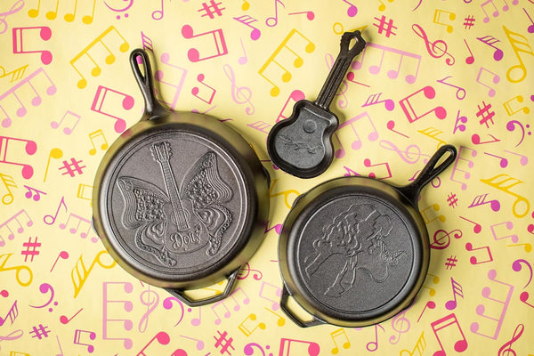 Dolly Parton Pre-Seasoned Cast Iron Skillet, 10.25 Inches | Dolly Parton Edition, Signature Handle Cast Iron Skillet for Oven, Stove, Grill or Campfire, Made in USA10