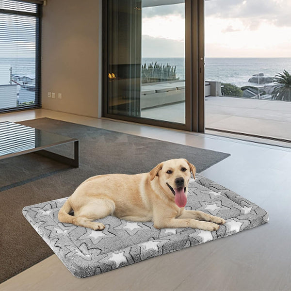 EMPSIGN Dog Crate Pad for 42"X28" Dog Crate, Star Pattern/Grey | Reversible Kennel Mat (Cool & Warm), Machine Washable, Cozy Star Pattern Sleeping Pad, All-Season Pet Bed4