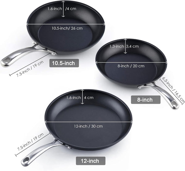 Classic 8 Inch Hard Anodized Nonstick Frying Pan | Ceramic Non Stick Skillet, Easy Clean Egg Omelette Pan, Even Heating for Gas Electric Stoves, Oven Safe, Black2