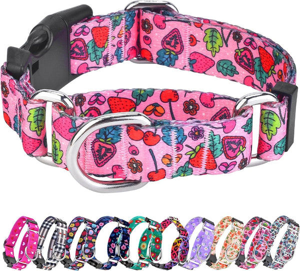 Hikiko Martingale Collar for Dogs Adjustable Soft Nylon Dog Collars with Cute Patterns for Small Medium Large Dog（Pink Butterfly,Medium）27