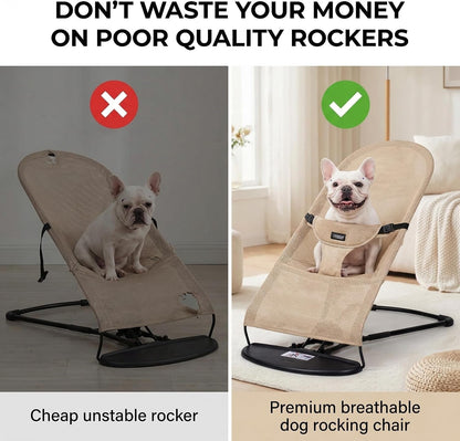 Cat & Dog Rocking Chair - Bouncer Bed for Frenchie, French Bulldog Lounge, Outdoor Portable Foldable Pet Furniture. Adjustable Height, Breathable Mesh, Safety Harness for Small Animals & Puppies3