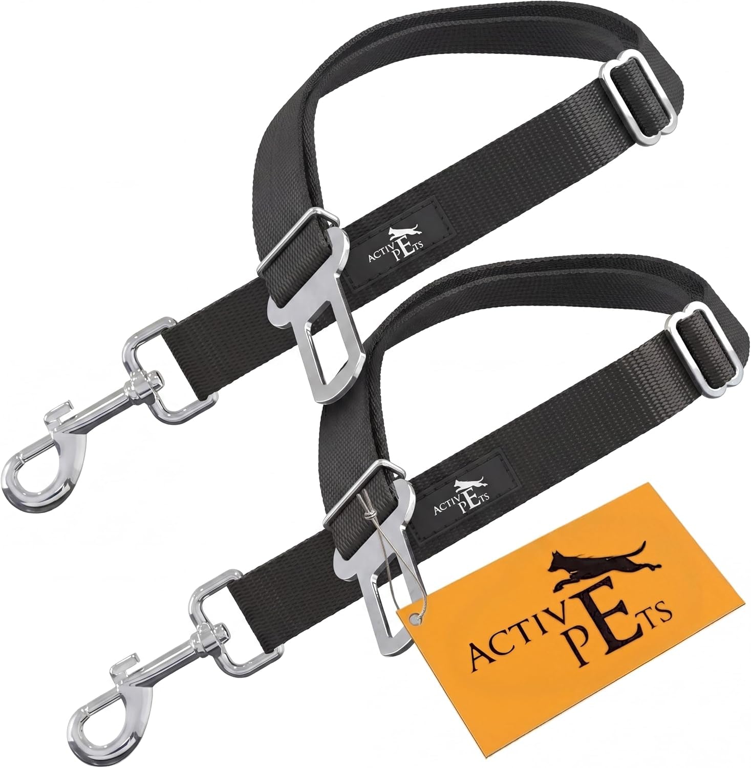active-pets-black-car-seat-belt-for-dogs-attaches-to-harness-collar-adjustable-18-24-travel-restraint-system-fits-small-large-pups-for-safety-comfort-essential-pet-supplies-accessories
