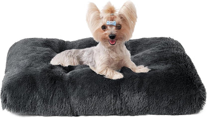 EHEYCIGA Fluffy Dog Crate Bed for Extra Large Dogs, Plush Faux Fur Pad, Calming anti Anxiety XL Bed for Crate, Washable Soft Warm Dog Mat with Non-Slip Bottom, Grey50