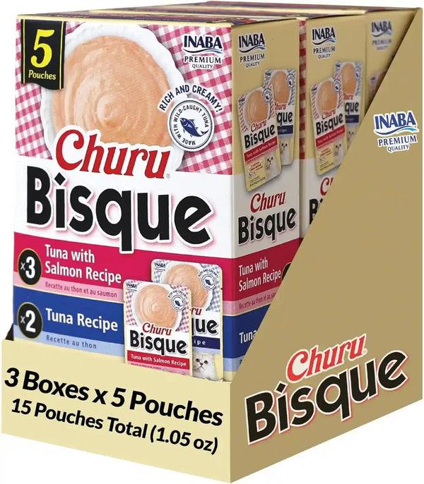 INABA Churu Bisque for Cats, Creamy Lickable Purée Side Dish with Vitamin E, 1.4 Ounces per Pouch, 12 Pouches, Tuna & Chicken Variety21