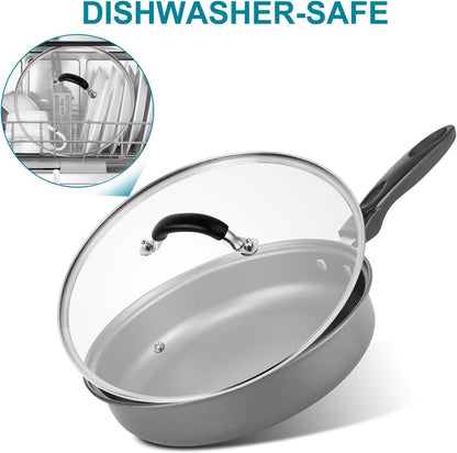 12 Inch Pan Lid - Glass Lid with Stainless Steel Handle for Frying Pan and Pots (12" Lid)6