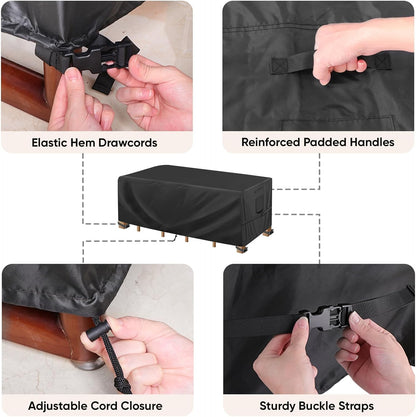 Patio Furniture Covers, Outdoor Furniture Covers Waterproof, Heavy Duty Oxford Patio Table Cover for Outdoor Table, Chair, Sofa, Desk (Black, 108"L X 82"W X 28"H)6