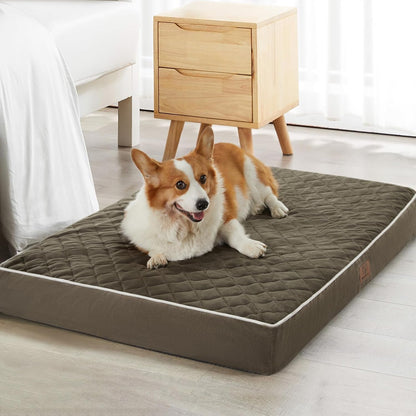WNPETHOME Orthopedic Waterproof Extra Large Senior Dogs Bed for Comfy Sleeping with Removable Washable Cover, Multi-Needle Quilting XL Crate Bed for Large Sized Dog Relax, Light Grey20