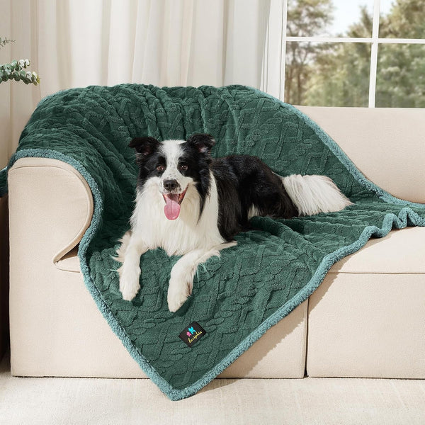 Luciphia Waterproof Pet Blanket, Liquid Pee Proof Dog Blankets for Sofa Bed Couch, Reversible Sherpa Fleece Furniture Protector Cover for Small Medium Large Dogs Cats,Khaki Small（40" X 28"）30