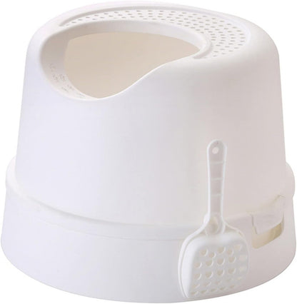 Dog Potty Training Toilet ﻿ Top Entry Cat Litter Box with Scoop Splash-Proof Multifunctional Toilet Base round Detachable Tray PP Material(C)1