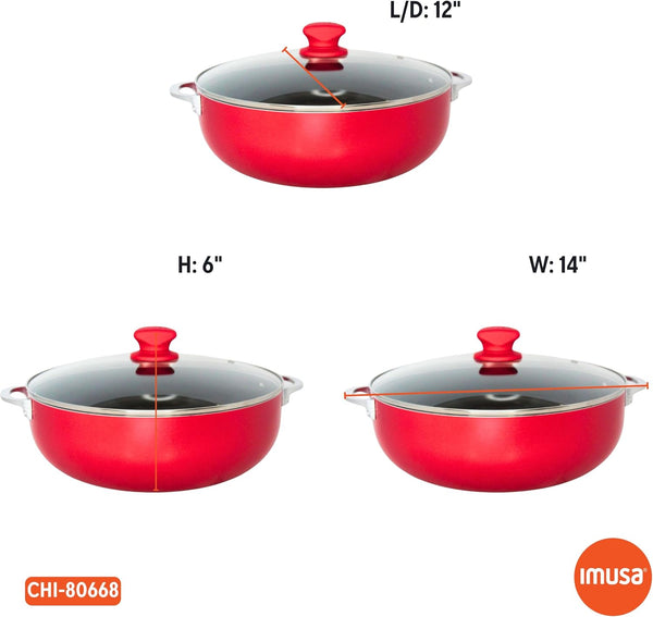 6.9 Qt Large Red Aluminum Dutch Oven Caldero with Black Ceramic Nonstick & Glass Lid – Big Rice, Stew, Cooking Pot for Soups, Beans, Braising & Traditional Hispanic Recipes8